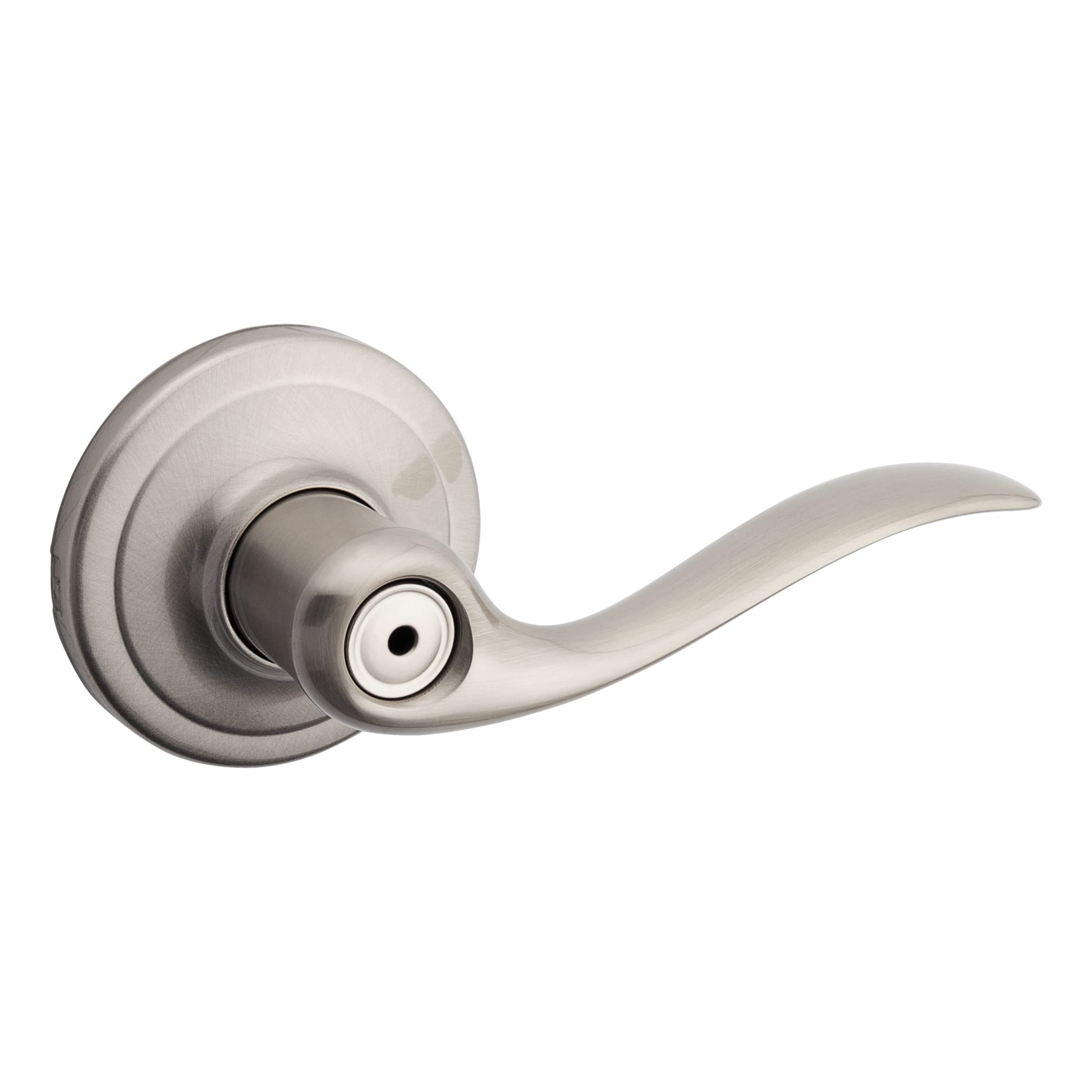 Book Cover Kwikset Tustin Bed/Bath Lever with Microban Antimicrobial Protection in Satin Nickel (97300-726) Satin Nickel Privacy