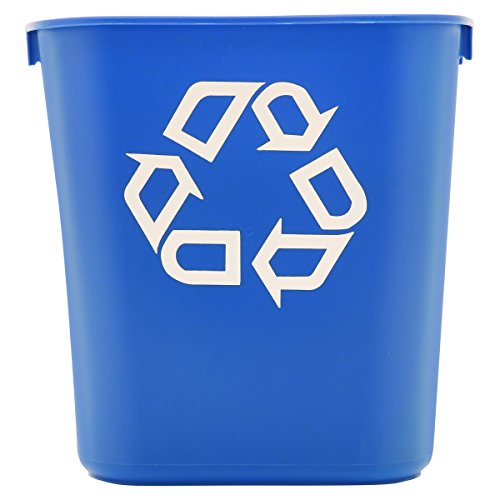 Book Cover Rubbermaid Commercial Products Fg295573Blue Plastic Resin Deskside Office Small Recycling Can, 3.5 Gallon/13 Quart, Blue Recycling Symbol
