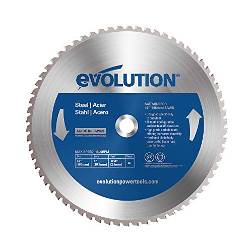 Book Cover Evolution Power Tools 14BLADEST Steel Cutting Saw Blade, 14-Inch x 66-Tooth , Blue