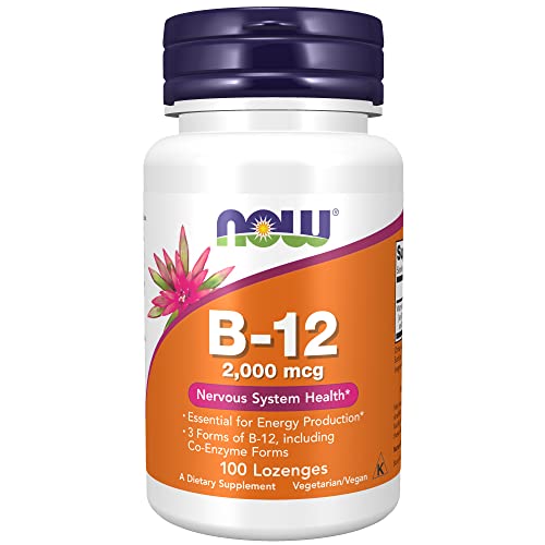 Book Cover NOW Supplements, B-12 2,000 mcg, Energy Production*, Nervous System Health*, 100 Lozenges