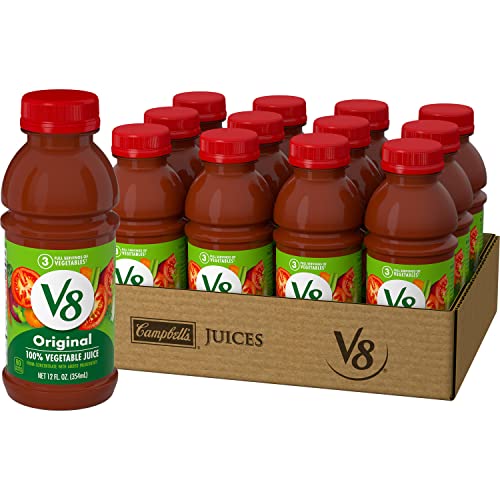 Book Cover V8 Original 100% Vegetable Juice, Vegetable Blend with Tomato Juice, 12 fl oz Bottle (Pack of 12)