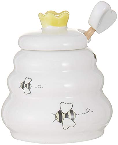 Book Cover Sweet As Can Bee Ceramic Honey Pot with Wooden Dipper