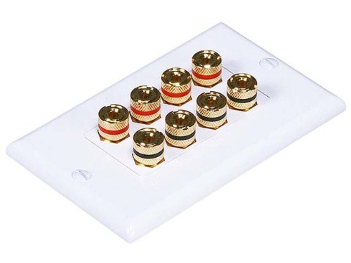 Book Cover Monoprice 103326 Banana Binding Post Two-Piece Inset Coupler Wall Plate for 4 Speakers
