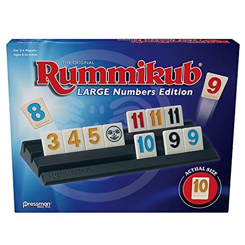 Book Cover Pressman Rummikub Large Numbers Edition - The Original Rummy Tile Game Blue, 5