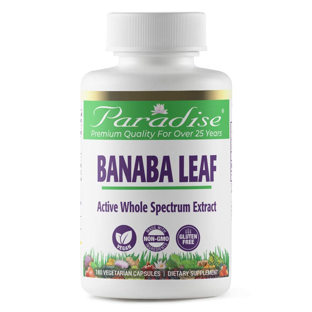 Book Cover Paradise Herbs Banaba Leaf Extract, 250mg Vegan Supplement, Non GMO, Gluten Free, 180 Vegetarian Capsules