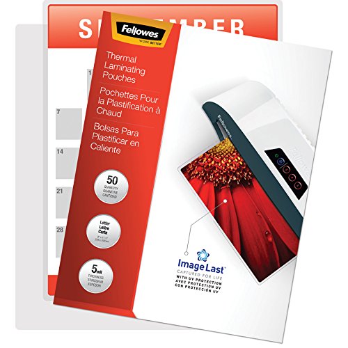 Book Cover Fellowes Thermal Laminating Pouches, ImageLast, Jam Free, Letter Size, 5 Mil, 50 Pack (5204002)