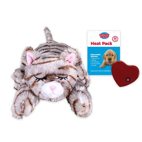 Book Cover Snuggle Kitty Heartbeat Stuffed Toy for Cats by Snuggle Puppy - Pet Anxiety Relief and Calming Aid - Tan Tiger