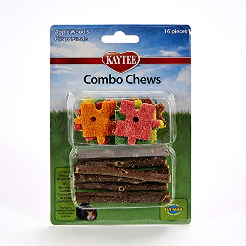 Book Cover Kaytee Combo Chews, Apple Wood and Crispy Puzzle, 16 Pieces,Brown,4.5 Inches x 6.5 Inches x 1.25 Inches