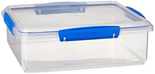 Book Cover Sistema KLIP IT Utility Collection Bakery Box Food Storage Container, 14.8 Cup, Clear/Blue | BPA Free