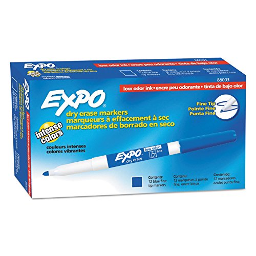 Book Cover EXPO 86003 Low Odor Dry Erase Marker, Fine Point, Blue, Dozen