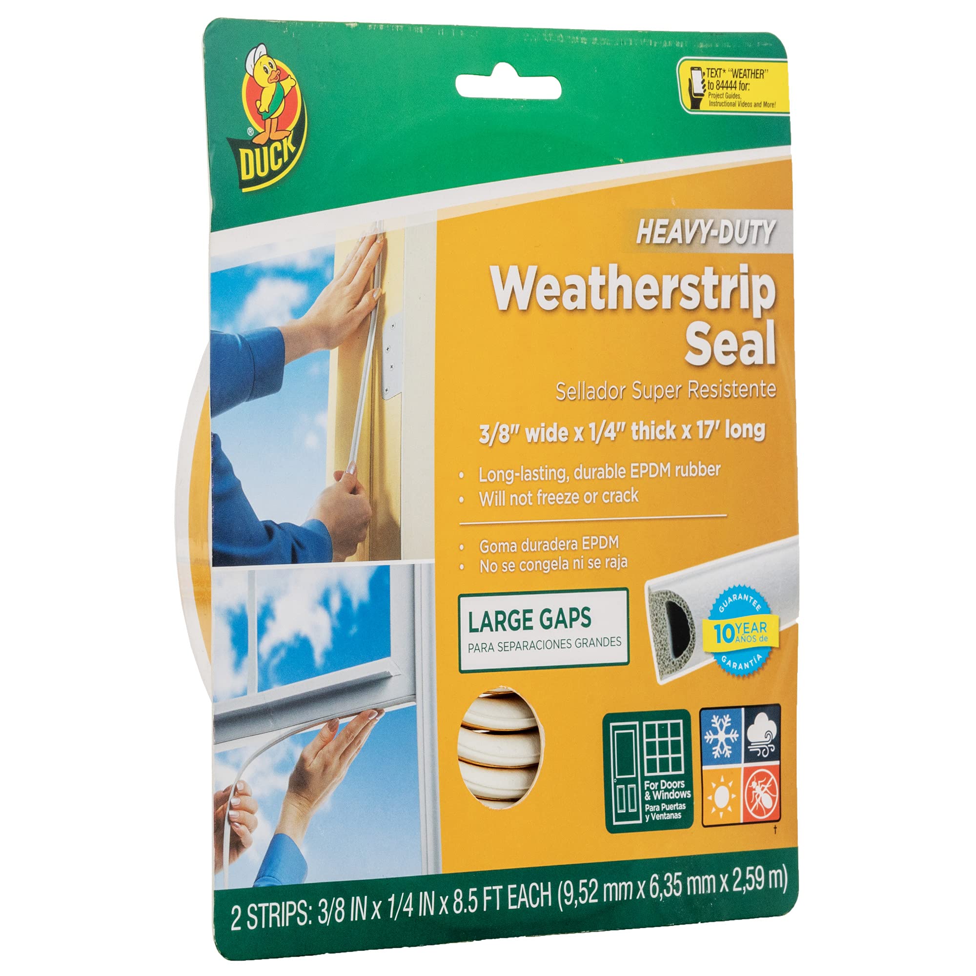 Book Cover Duck Brand Heavy-Duty Weatherstrip Seal: 1/4 in. thick x 3/8 in. x 17 ft. (Grey)