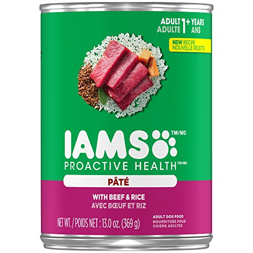 Book Cover Iams Proactive Health Adult With Beef And Rice Pate Wet Dog Food 13.0 Ounces (Pack Of 12)