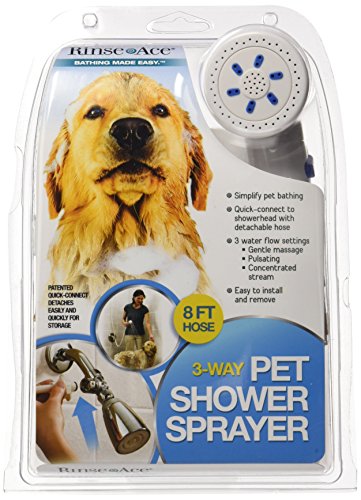 Book Cover Rinse Ace 3 Way Pet Shower Sprayer with 8 foot Hose and Quick Connect to Showerhead