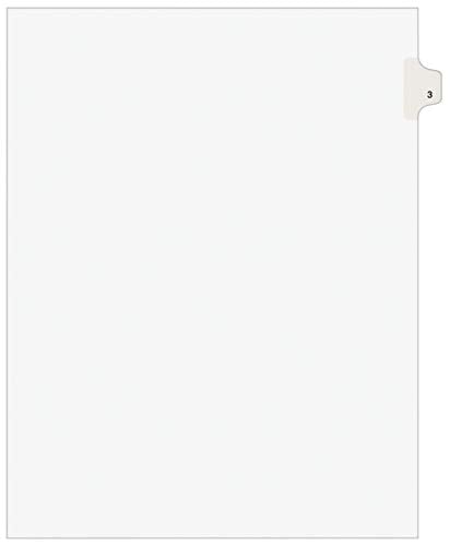 Book Cover Avery Individual Legal Exhibit Dividers, Avery Style, 3, Side Tab, 8.5 x 11 inches, Pack of 25 (11913), White