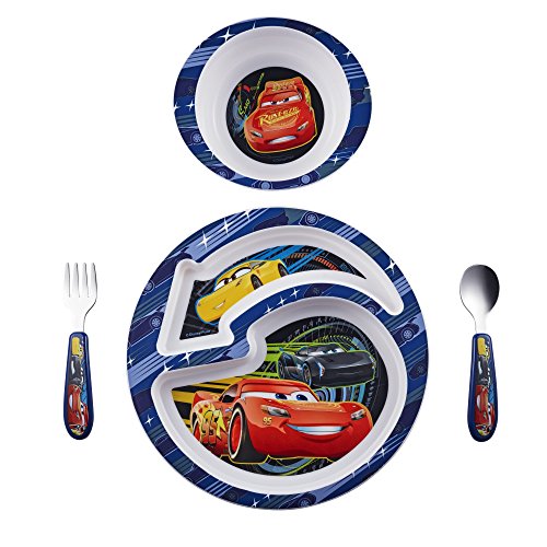 Book Cover The First Years Disney/Pixar Cars Dinnerware Set - Toddler Plates and Toddler Utensils - 4 Count