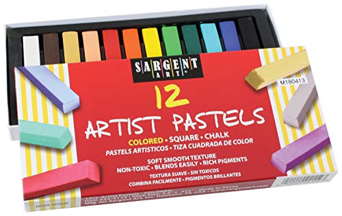 Book Cover Sargent Art 22-4112 Colored Square Chalk Pastels, 12 Count