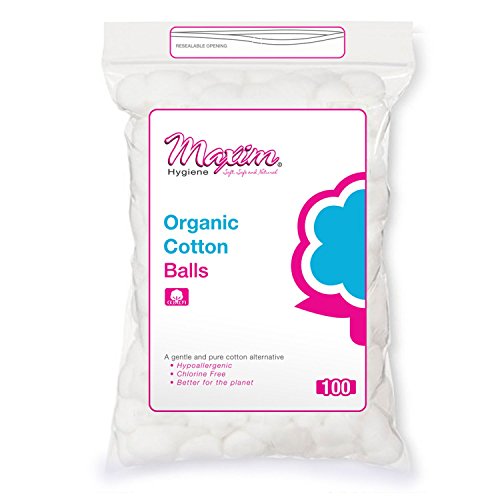 Book Cover Organic Cotton Balls by Maxim (100 Count): Hypoallergenic 100% Natural White Cotton for Sensitive Skin - Chlorine Free, Chemical Free, Eco Friendly