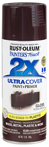 Book Cover Rust-Oleum 249102 Painter's Touch 2X Ultra Cover Spray Paint, 12 oz, Gloss Kona Brown