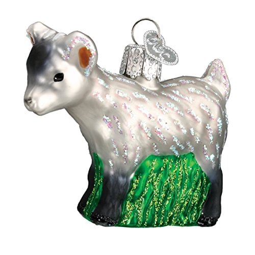 Book Cover Old World Christmas Ornaments Farm Animals Glass Blown Ornaments for Christmas Tree, Pygmy Goat