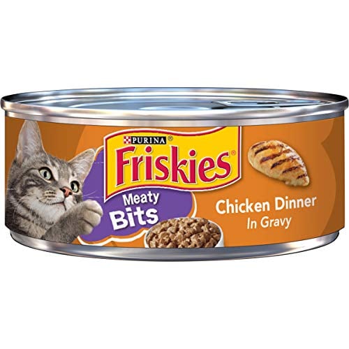 Book Cover Purina Friskies Gravy Wet Cat Food, Meaty Bits Chicken Dinner - (24) 5.5 oz. Cans