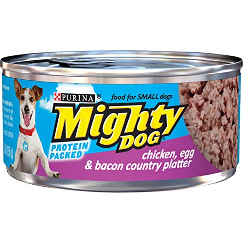 Book Cover Purina Mighty Dog Small Breed Wet Dog Food, Chicken, Egg & Bacon Country Platter - (24) 5.5 oz. Pull-Top Cans