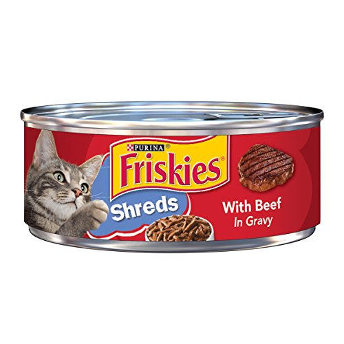 Book Cover Purina Friskies Gravy Wet Cat Food, Shreds With Beef in Gravy - (24) 5.5 oz. Cans