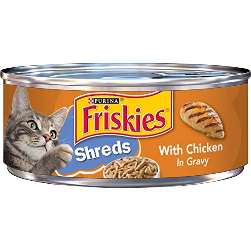Book Cover Purina Friskies Gravy Wet Cat Food, Shreds With Chicken - (24) 5.5 oz. Cans