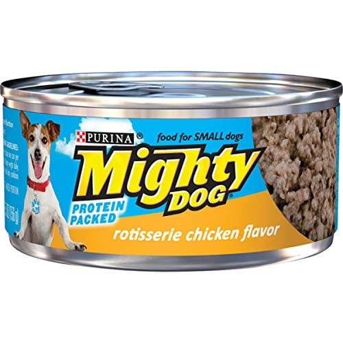 Book Cover Purina Mighty Dog Small Breed Wet Dog Food, Rotisserie Chicken Flavor - (24) 5.5 oz. Pull-Top Cans