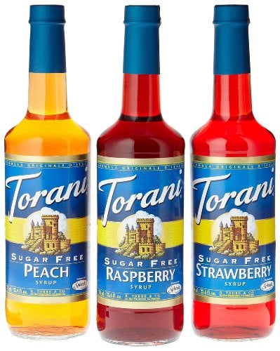 Book Cover Torani Sugar Free Fruit Flavor Syrup Variety Pack - Raspberry, Strawberry, Peach, 25.4 Fl Oz (Pack of 3)