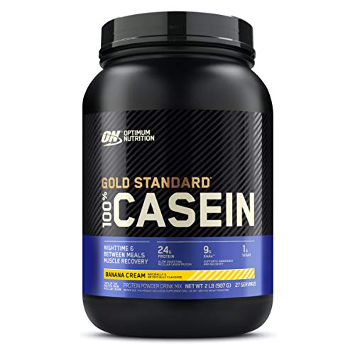 Book Cover Optimum Nutrition Gold Standard 100% Micellar Casein Protein Powder, Slow Digesting, Helps Keep You Full, Overnight Muscle Recovery, Banana Cream, 2 Pound (Packaging May Vary)