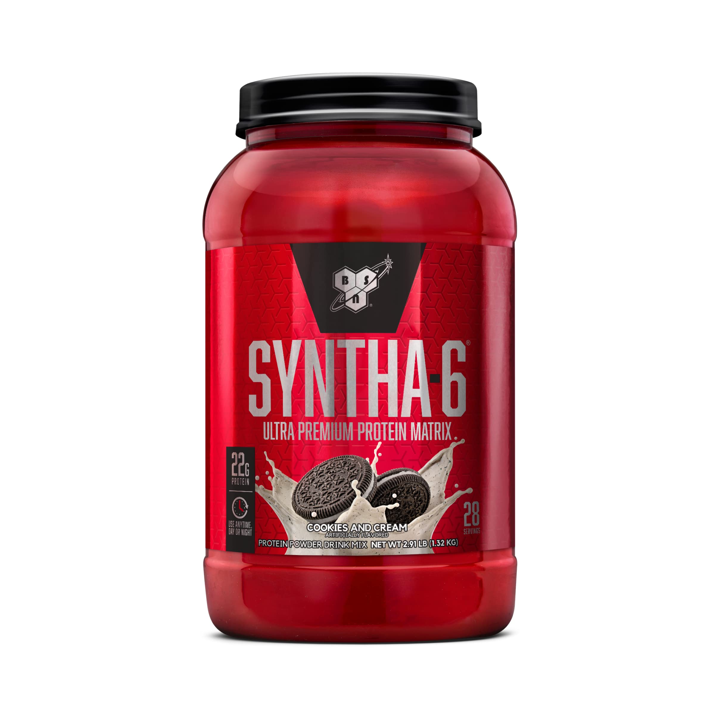 Book Cover BSN SYNTHA-6 Whey Protein Powder, Micellar Casein, Milk Protein Isolate Powder, Cookies and Cream, 28 Servings (Package May Vary) Cookies and Cream 28 Servings (Pack of 1)