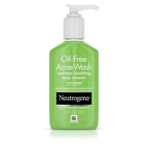 Book Cover Neutrogena Oil-Free Acne and Redness Facial Cleanser, Soothing Face Wash with Salicylic Acid Acne Medicine, Aloe, and Chamomile to Reduce Facial Redness, 6 fl. oz