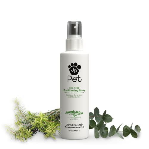 Book Cover John Paul Pet Tea Tree Conditioning Spray - Grooming for Dogs and Cats, Soothes and Moisturizes, Reducing skin Irritations for Pets, pH Balanced, Cruelty Free, Paraben Free, Made in USA, clear, 8 Ounce (JPS6901)