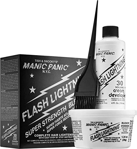 Book Cover Manic Panic Flash Lightning Hair Bleach Kit - 30 Volume Cream Developer - Hair Lightener Kit for Light, Medium Or Dark Brown & Black Hair Color - Hair Bleach Powder Lifts Up To 5 Levels of Lightening
