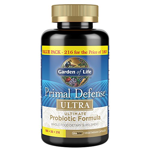 Book Cover Garden of Life Whole Food Probiotic Supplement, Primal Defense Ultra Ultimate Probiotic Dietary Supplement for Digestive and Gut Health, 216 Vegetarian Capsules