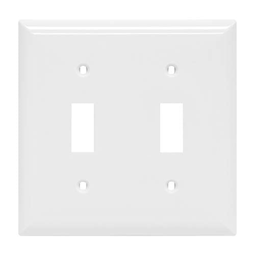 Book Cover Power Gear Double, White, Unbreakable Nylon, Screws Included, UL Listed, 40025 Toggle Switch Wallplate, 1 Pack