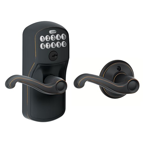 Book Cover SCHLAGE FE575 PLY 716 FLA Plymouth Keypad Entry with Auto-Lock and Flair Levers, Aged Bronze