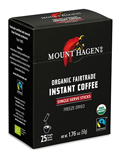 Book Cover Mount Hagen Organic Instant Regular Coffee, 25 Count Single Serve packet Net wt 1.76 oz (50g)