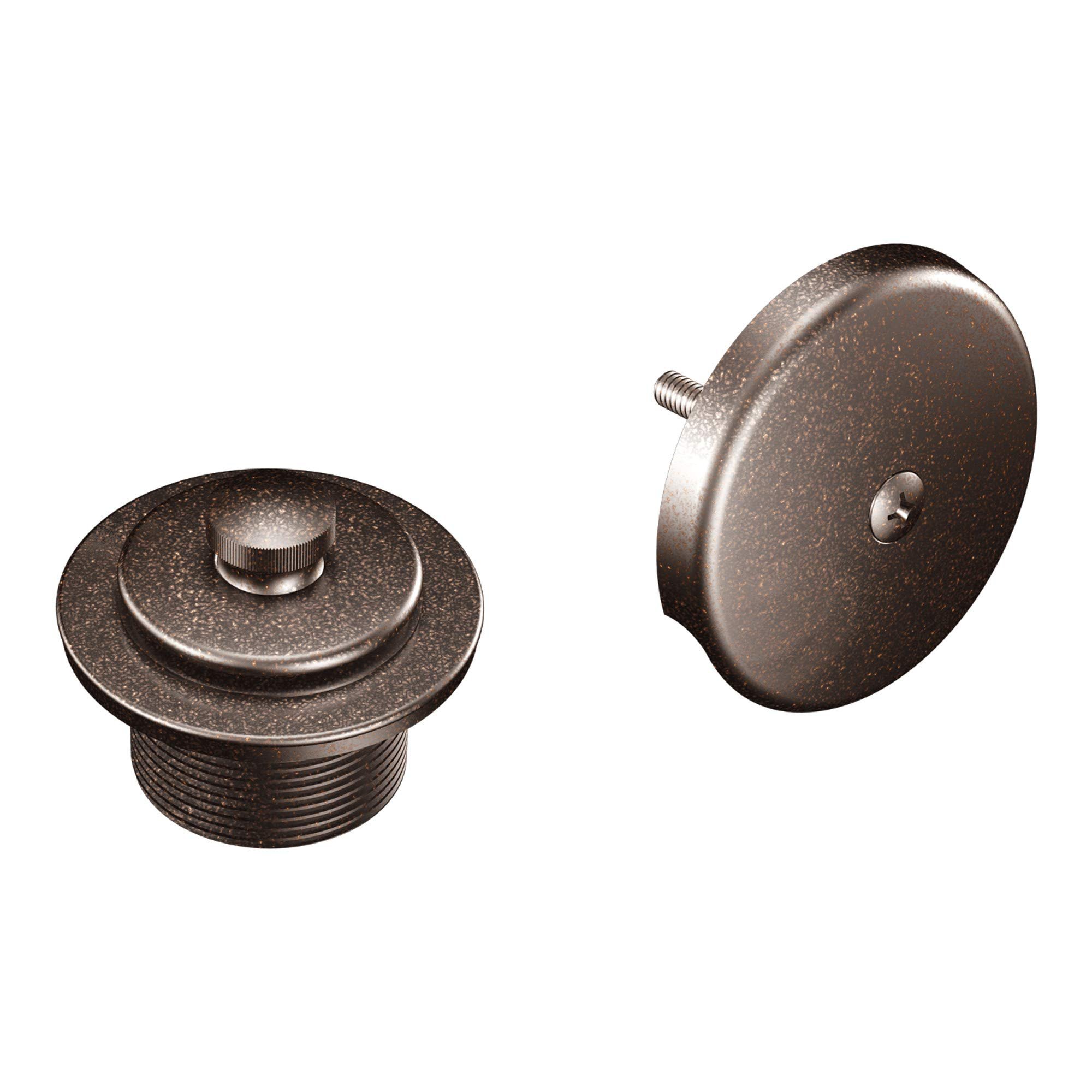 Book Cover Moen T90331ORB Push-N-Lock Tub and Shower Drain Kit with 1-1/2 Inch Threads, Oil-Rubbed Bronze, 1.5