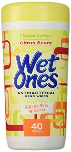 Book Cover Wet Ones Citrus Scent Antibacterial Hand & Face Wipes, 48 Count Canister 5 Pack (Five Total Canisters)