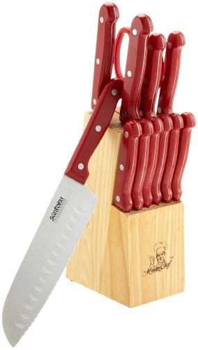 Book Cover Masterchef 13-Piece Knife Set with Block, Red