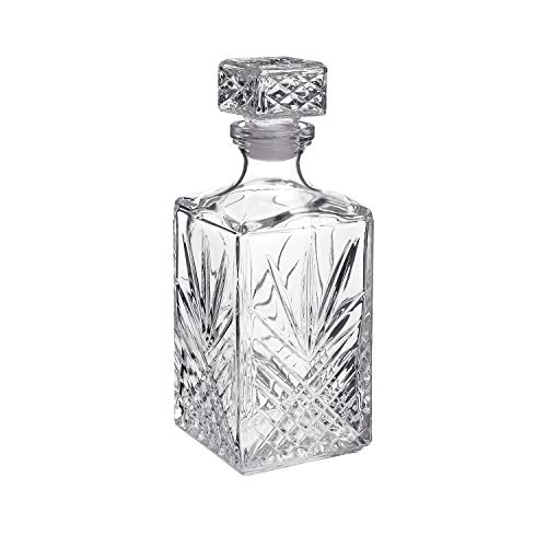 Book Cover Bormioli Rocco Selecta Collection Whiskey Decanter - Sophisticated 33.75oz Diamond Decanter With Starburst Detailing - For Whiskey, Bourbon, Scotch & Liquor