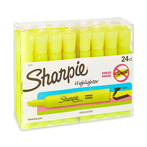 Book Cover Sharpie Accent Tank Style Highlighters, Fluorescent Yellow, 24 Highlighters (20142)