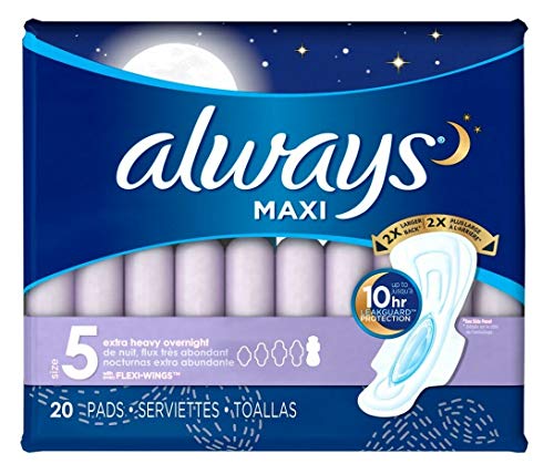 Book Cover Always Extra Heavy Overnight Maxi Pads with Flexi-Wings - 20 Count