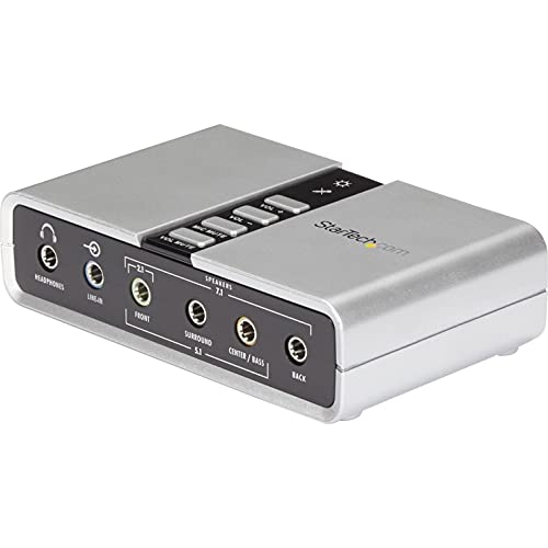 Book Cover StarTech.com 7.1 USB Sound Card - External Sound Card for Laptop with SPDIF Digital Audio - Sound Card for PC - Silver (ICUSBAUDIO7D)