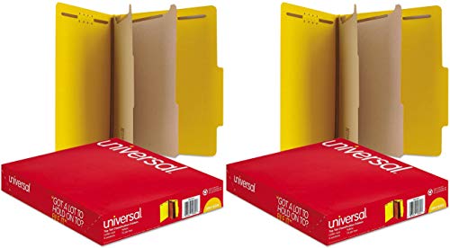 Book Cover Universal Pressboard Classification Folders, Letter, Six-Section, Yellow, 10/Box (10304), 2 Pack