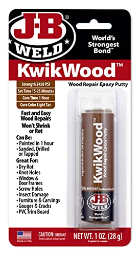 Book Cover J-B Weld 8257 KwikWood Wood Repair Epoxy Putty Stick- 3.5 inch, Tan