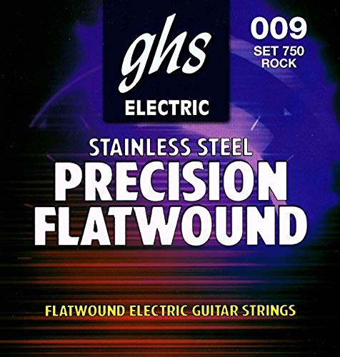 Book Cover GHS PRECISION FLATS Flatwound String Set For Electric Guitar - 750 - Rock - 009/042