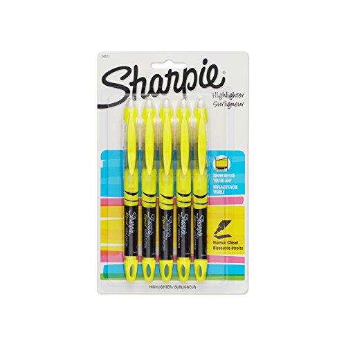 Book Cover Sharpie 24527PP Accent Sharpie Pen-Style Highlighter, Yellow, 5-Pack