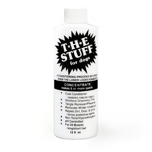 Book Cover The Stuff Dog Conditioner and Detangler Leave in Spray - Perfect Solution for Managing Matted Dog Hair, 12oz Concentrate (15 to 1) - Top-Rated Dog Detangling and Dematting Product